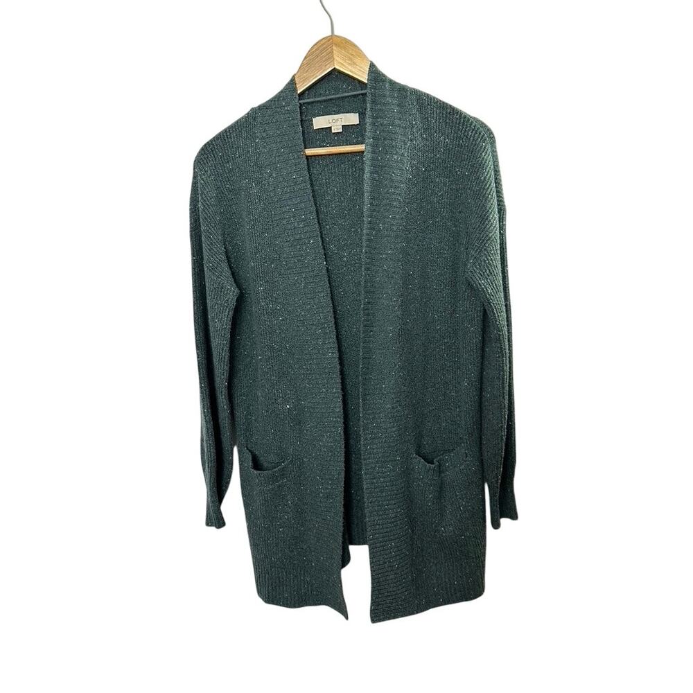 Ann Taylor LOFT Very Soft Green Open Swing Cardigan Sweater Women's Small